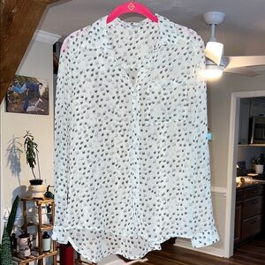 Vintage dELiA*s Cream Blouse with Black Cat Pattern